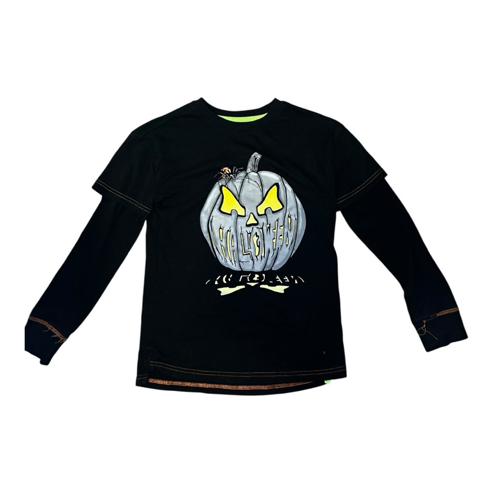 Cat & Jack Boys Pumpkin Halloween Long Sleeve Shirt